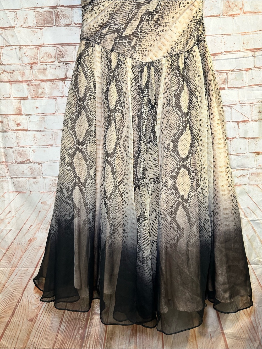 Tracy Reese One-Shoulder Python Print Silk Chiffon Cocktail Dress Homecoming - Picture 9 of 13